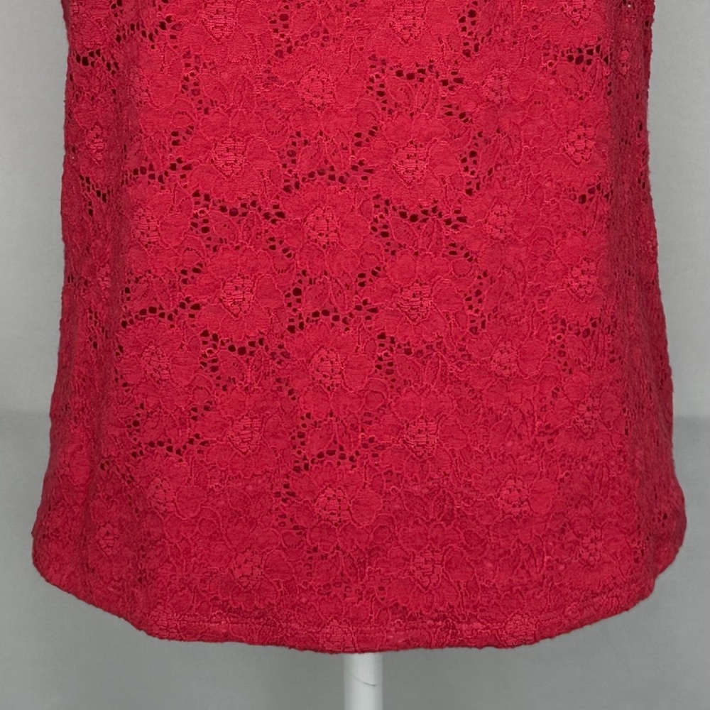 White House Black Market Fuchsia‎ Lace Tan Top Cottage-core Sz XL - Picture 4 of 7